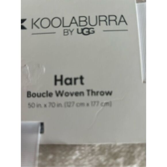 Ugg Koolaburra Throw Blanket Woven White Blue Striped Tassels 50” x 70” New - Picture 4 of 6